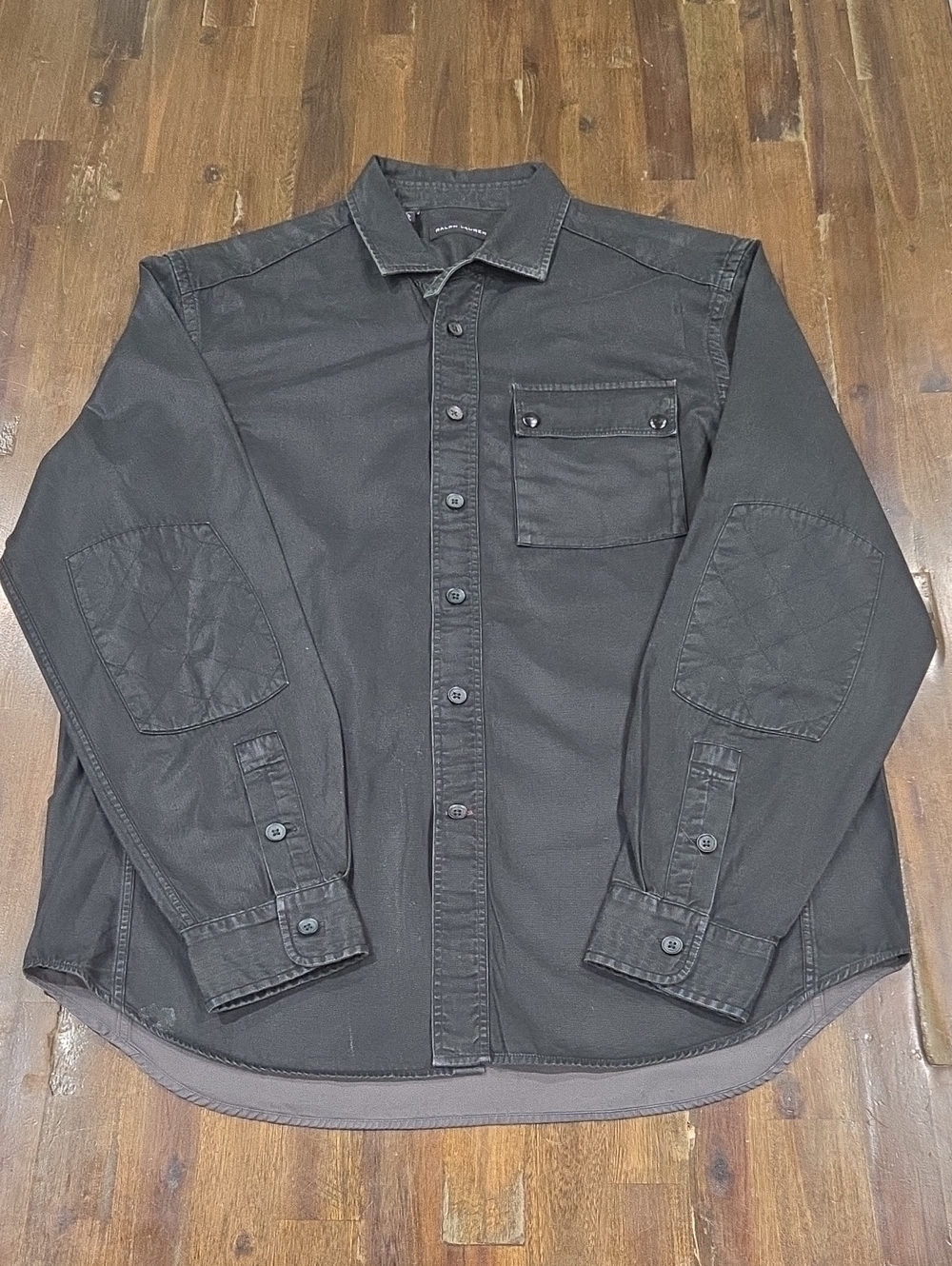Ralph Lauren Black Label Button-Up Utility Style Shirt Jacket with Elbow Patches